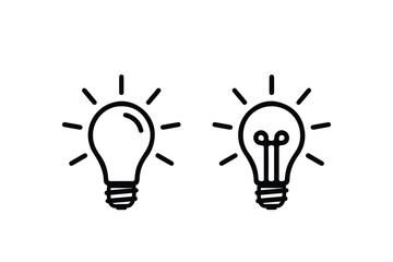 Light bulb, creativity and ideas vector icon set illustration isolated on white background.