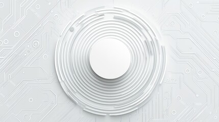 Obraz premium Abstract white circular form on circuit board background. Potential use Product presentation, technology concept