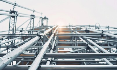 Modern Metal Scaffolding Structure Construction Site Detail Industrial Background