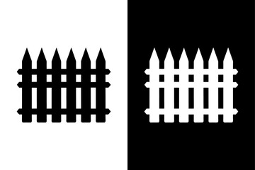 Classic Fence Silhouette in Black & White  Vector Graphics.