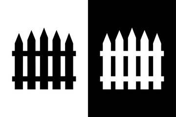 Black and White Fence Icon Crisp Vector Silhouette.