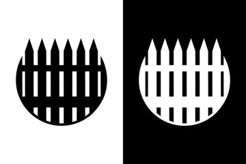 High-Quality Black Fence Silhouette Vector Icon.