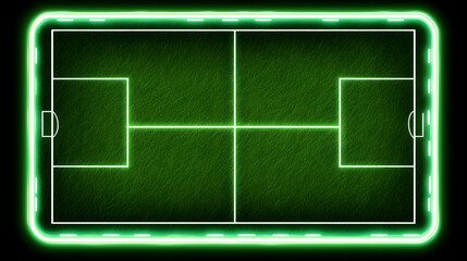 Neon green glow illuminates a soccer field, creating a vibrant and energetic image perfect for sports-related designs and presentations.