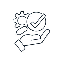 Search assistant. Service support. Vector linear icon isolated on white background.