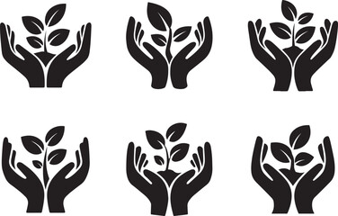 Fototapeta premium Hands Holding Plants Vector Graphic Illustration