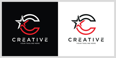 Abstract Initial Letter C Star Logo Vector