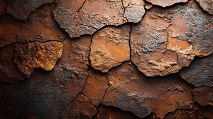 Fototapeta premium Cracked Earth Texture Dry Brown Rusty Desert Landscape Background