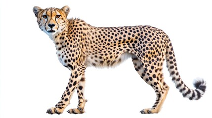 Cheetah standing profile, wildlife, isolated, nature