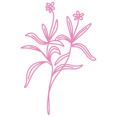 Floral Leaf One Line Drawing Leaves Design Vector Outline Illustration