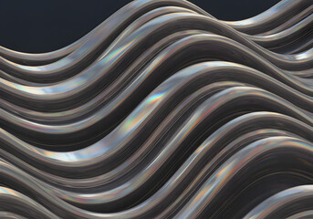 Silver holographic foil. Abstract chrome waves background. Hologram texture. Premium quality. Modern design. abstract 3d wave background