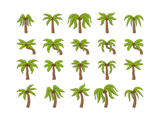 Cartoon Palm Tree Collection Element Set