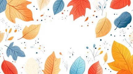 Colorful autumn leaves border, blank space for text
