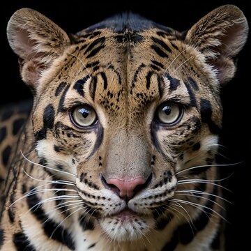 Close-up Portrait of a Clouded Leopard