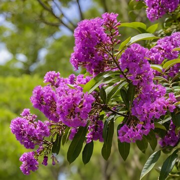 Vibrant Purple Lagerstroemia Flowers in Bloom
