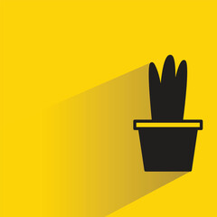 tree plant pot icon with shadow yellow background