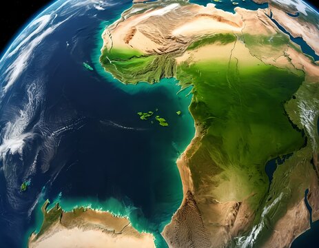 Earth's Surface West Africa and Atlantic Ocean from Space