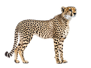 Majestic Cheetah Standing High-Quality Wildlife illustration on a transparent background.