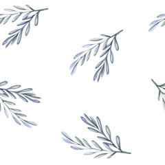 Watercolor seamless pattern of olive branches