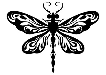 Art Nouveau dragonfly Graphic Accents, vector illustration, vintage elements	