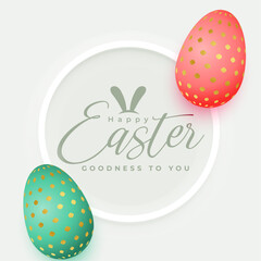 happy easter day holiday card with 3d eggs design