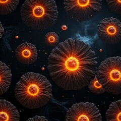 Obraz premium Glowing Volcanic Mushrooms in Space