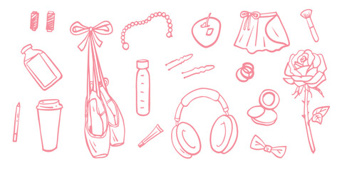 Ballet School outline set. Hand drawn doodles.  © Art Chegodashik