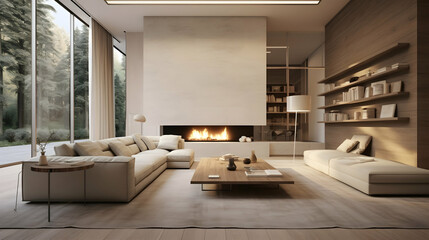 modern living room with fireplace