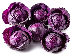 Obraz premium Five Vibrant Red Cabbages
