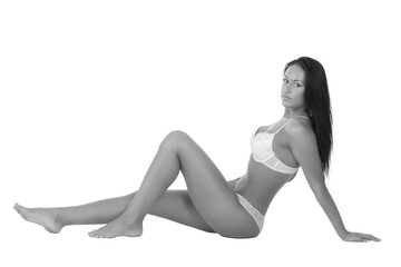 young woman with a beautiful body in sexy underwear