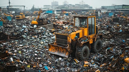 Scrap Metal Yard, Machinery, Cityscape