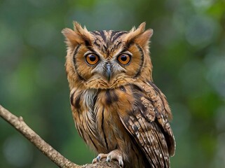 Fototapeta premium Seychelles Scops Owl (Otus insularis) – A tiny, endangered owl found only in Seychelles.