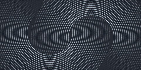 Abstract white glowing geometric lines on grey background. Modern shiny blue circle lines pattern. Futuristic technology concept. Suit for cover, poster. eps 10