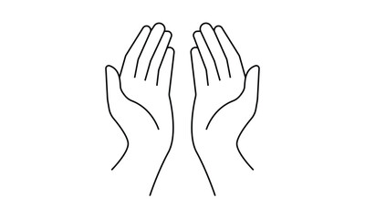 praying hands icon, icon ramadan kareem, praying hands outline icon, vector illustration