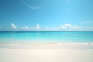 Fototapeta premium White Sand Beach with Clear Horizon and Blue Sky