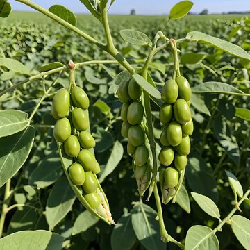 Green Pigeon Peas Growing on the Vine