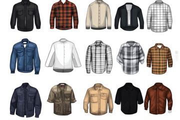 Naklejka premium Shirts, various styles, studio shot, apparel isolated on white or transparent
