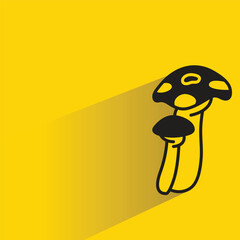mushroom icon with drop shadow on yellow background