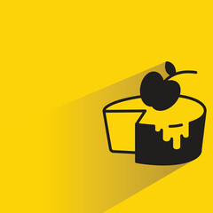 cheese cake icon with shadow yellow background