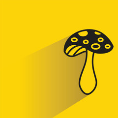 mushroom icon with shadow yellow background