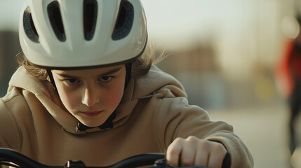 Safe bike riding with helmet for safety awareness