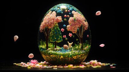 egg, eggs, holiday, spring, decoration, celebration, color, colorful, easter egg, design, green, card, symbol, pattern, grass, season, illustration, vector, bunny, cute