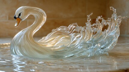 Obraz premium Elegant swan, water, art