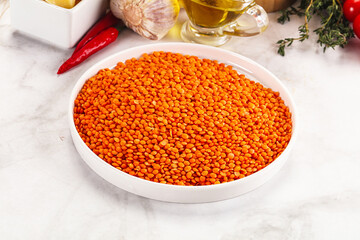 Raw red lentil for cooking