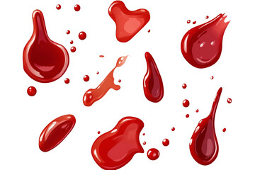 red blood splatter set on transparent background