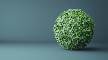 Lush Green Sphere of Leaves on Solid Color Background for Nature Themes