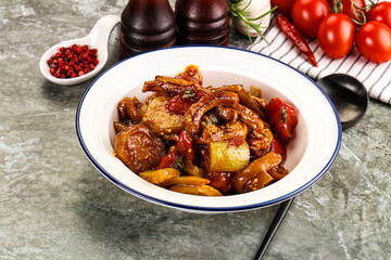Asian cuisine pork in oyster sauce