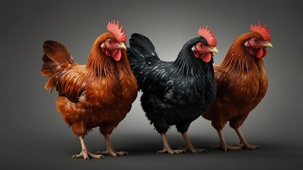 Fototapeta premium Black and Red Chicken Isolated on Transparent Background