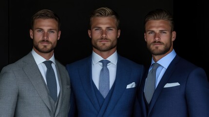 Three well-dressed men in suits,  serious expressions