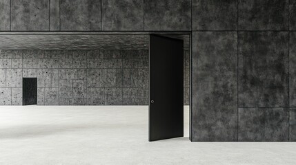 Modern Concrete Building Interior Open Door