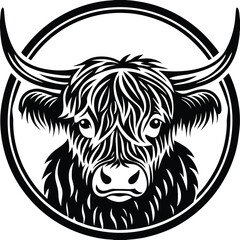 Obraz premium Highland cow cook head design with chef hat farm vector image (36).eps